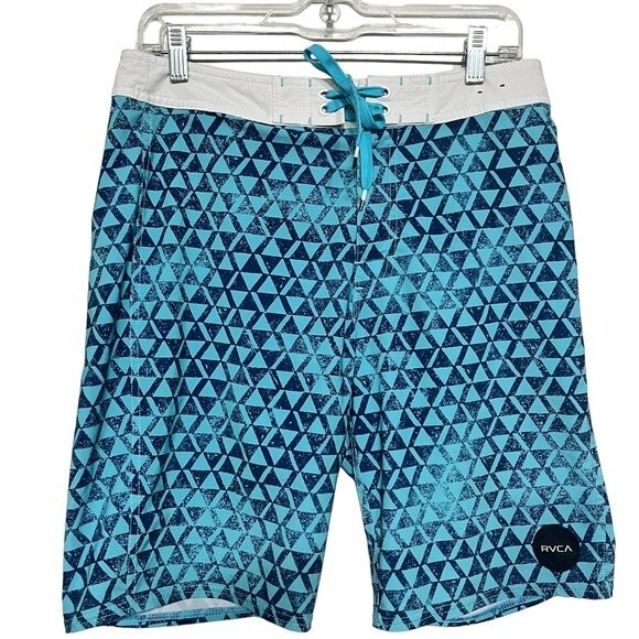 RVCA Men's Swim Trunks Surf Board Shorts Drawstring Velcro Zip Pocket Blue  30 - Picture 1 of 8